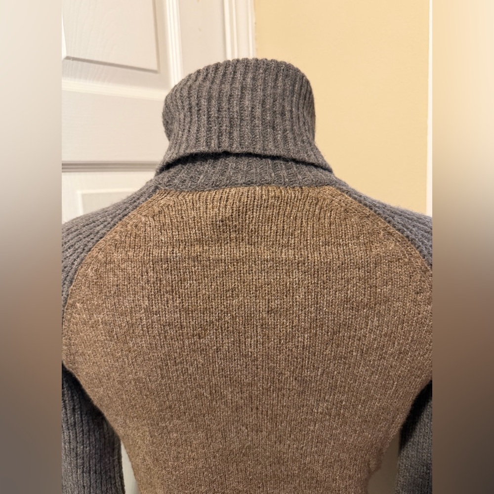 Tory Burch Brown and Gray Moreno Wool Blend Turtleneck Sweater, Size S - Picture 5 of 12